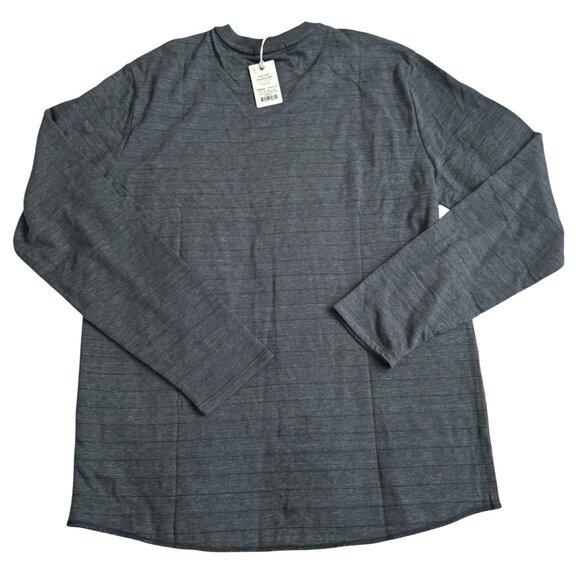 Marine Layer  DK LS crew tee charcoal heather/ black stripe sz medium new - Picture 2 of 9
